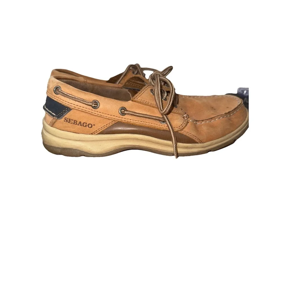 Sebago Docksiders tan brown leather boat shoes Men's‎ 9 M